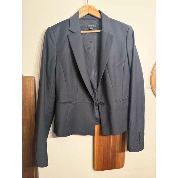 Ann Taylor Gray Wool Blend One Button Notch Lapel Blazer Jacket Size 4 - Picture 1 of 5